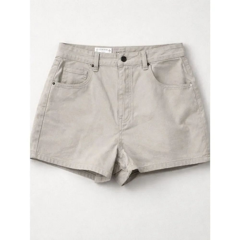 Cotton:On High Mom Denim shorts in soft taupe size 14 NWT